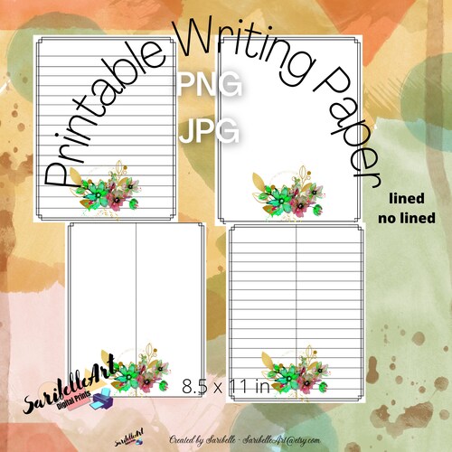 Printable Letter Writing Stationery Watercolor Floral Etsy