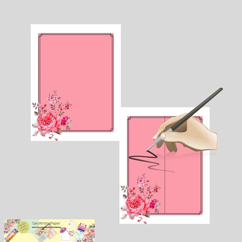 Printable Letter Writing Paper Floral Stationery Digital Etsy