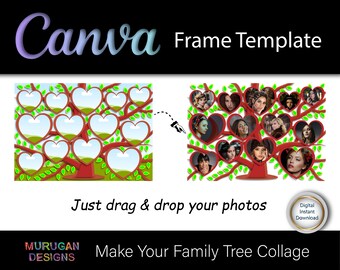 Family Tree Photo Collage - Canva Frame Template (Digital Download)