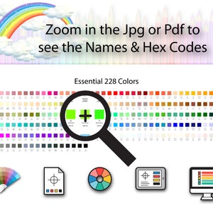 228 Solid Color Swatches With Names & Hex Codes (digital Download) - Etsy