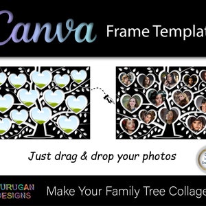 CANVA Family Tree Photo Collage Design- Fully Editable Canva Frame Template - Drag and Drop Photo