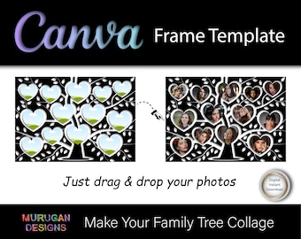 Family Tree Photo Collage – Canva Frame Template (Digital Download)