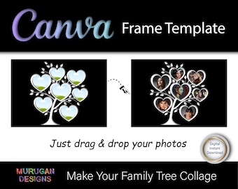 Family Tree Photo Collage – Editable Canva Frame Template (Digital Download)