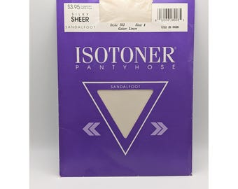 VTG 1988 Isotoner Silky Sheer Sandalfoot Pantyhose Linen Size 1 Style 502 NOS