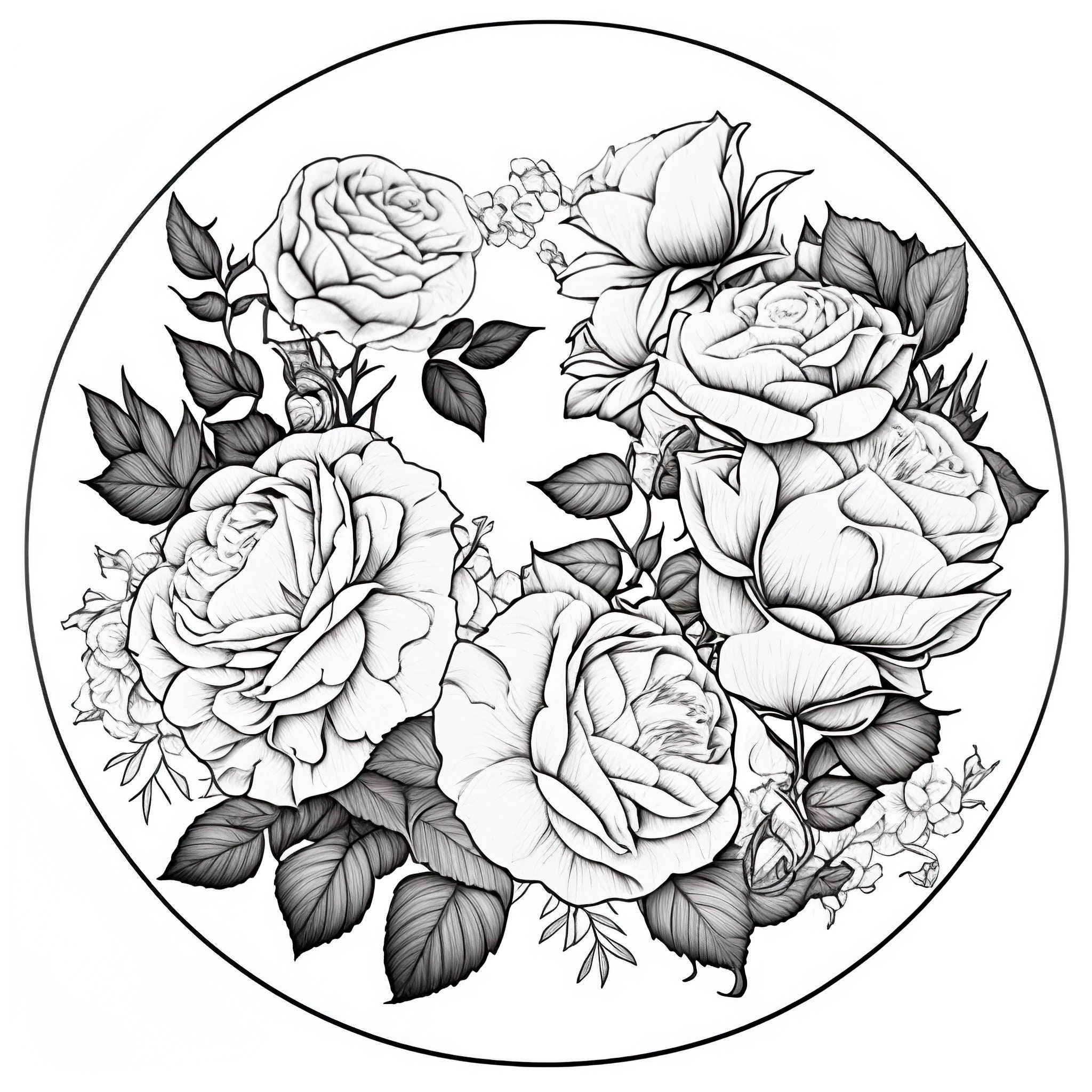 Flower Coloring Pages for Adults Graphic by Design Creator Press