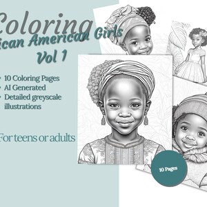 African American Girls Vol 1 10 High Resolution Printable Coloring ...