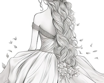 Long Hair Coloring Pages Vol 1 - Long Wavy Hair - 10 Long Hair Coloring Pages Vol 1 - Long Wavy Hair - 10