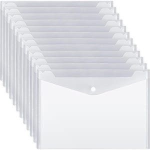 Paquete de 15 carpetas de archivo - Carpetas de plástico tamaño A4 - Carpetas de documentos transparentes e impermeables para papel tamaño carta A4