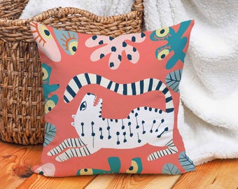 Wild Cat, Mooch, beautiful Scatter Cushion, Throw Pillow, luxury throw pillows, colourful cushions, tiger cushion, tiger throw pillow