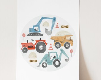 Construction, Wall Art, Printable trucks, Transportation Print, Nursery Wall Set, Truck Wall Art, Nursery Truck Print, watercolor trucks