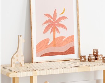 Retro Palm Tree Print, Boho Nursery Art (Digital Download)