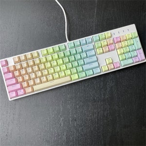 87/104 Keys Gradient Rainbow Keyboard, PBT Keycap, Gaming/Office Keyboard, Wired Gaming Keyboard, Morandi Color Lovely Mechanical Keyboard
