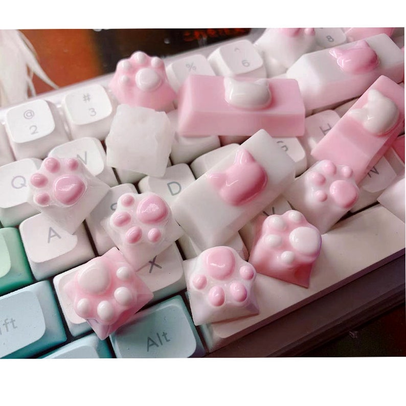 Cute Cat Paw Keycaps Cat Paw Keycap Set Kawaii Great Etsy