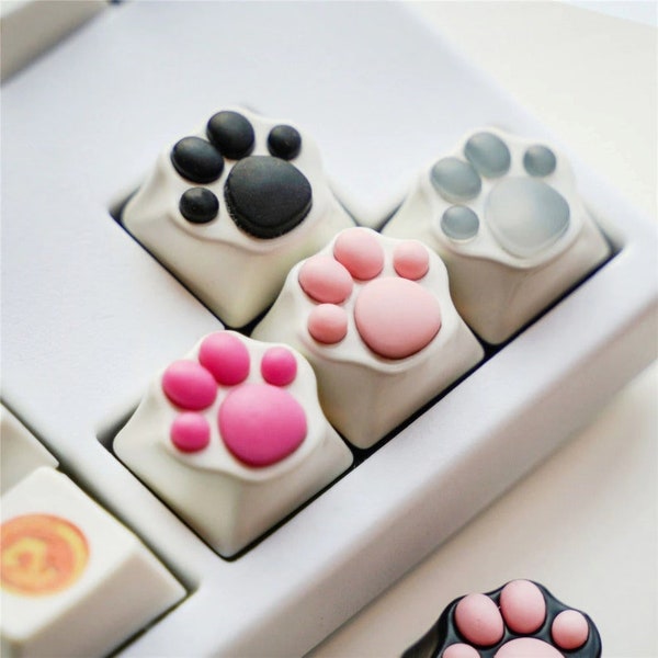 Custom Cute Pink Cat Paw Gaming WASD Keycap, Mechanical Keyboard, Cherry MX Keycap, Cat Paw Esc Keycap, Cat Paw Key Cap, Pink Key Cap