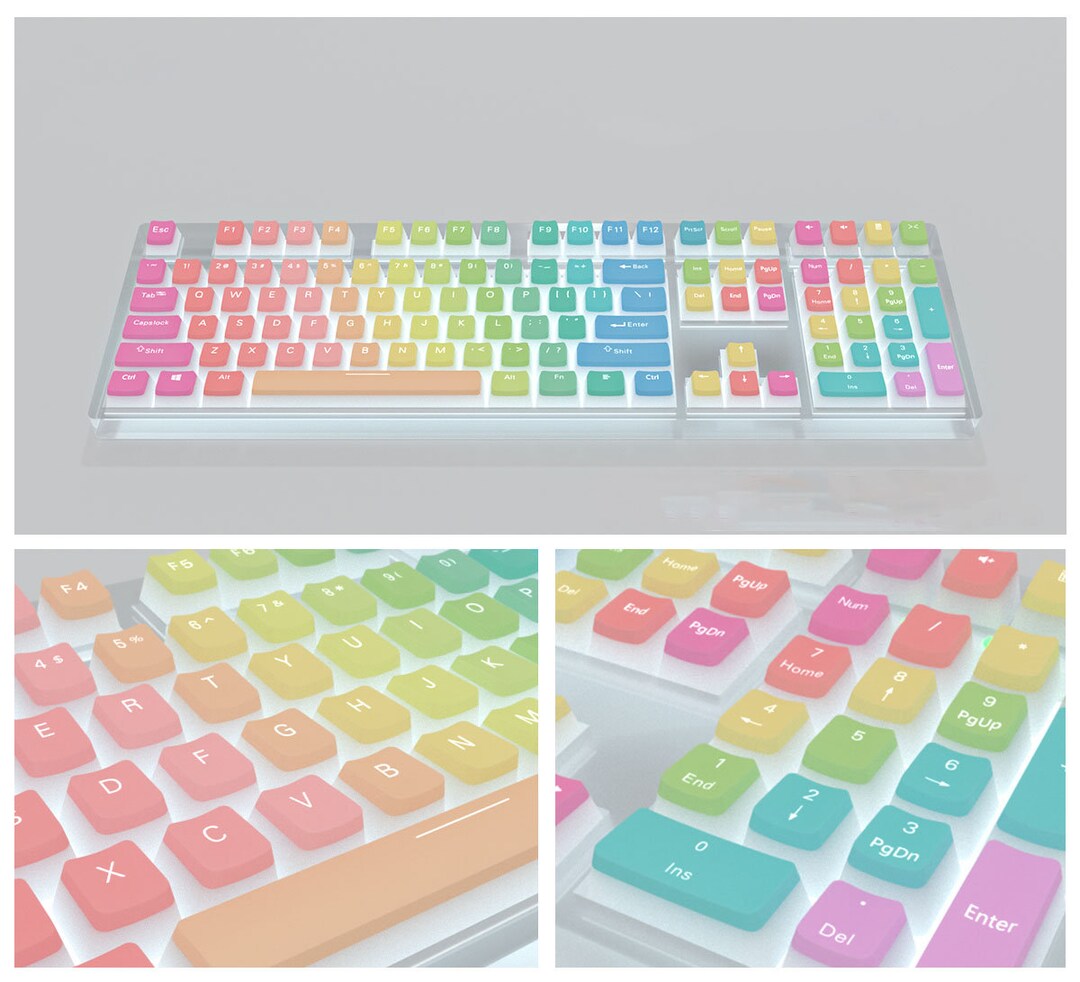 129pcs Double Shot Puddingstyle Keycap Set, PBT Keycap, Pink Keycap