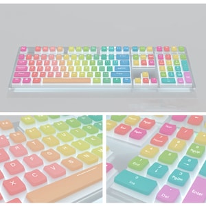 129pcs Double Shot Pudding-Style Keycap Set, PBT Keycap, Pink Keycap, Mechanical Keyboard Keycap, Cute Keycap Set, OEM Keycaps,Keycap Gifts