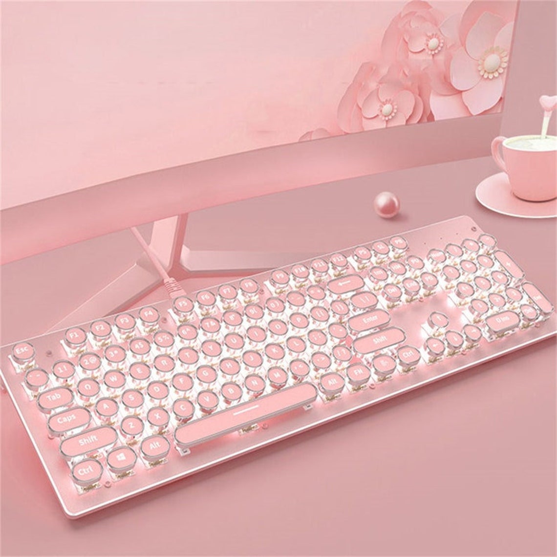 87/104 Keys Sakura Pink Pastel Lighting Keyboardgaming/office Etsy