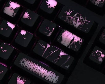 Anime Chainsaw Theme 108 Custom Backlit Keycaps Set Cartoon For Mechanical Keyboard MX Switch Type OEM Profile PBT Material