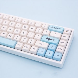 137pcs Blue Ocean Theme Keycaps Set, PBT Thermal Sublimation Keycap, XDA Keycap, Mechanical Keybard Keycap, Personalized Keycap Set, Gift