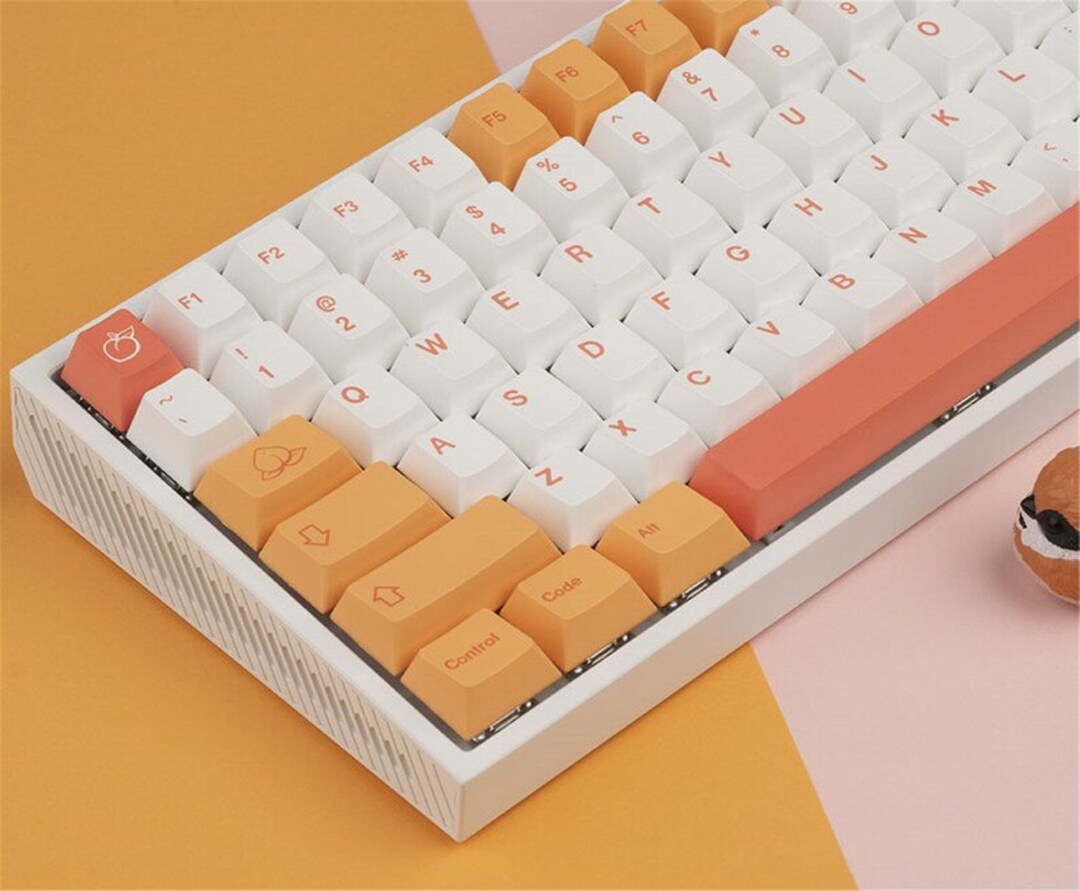 141pcs Vitality Peach Theme Keycap Set, Bright Orange Keycap, PBT
