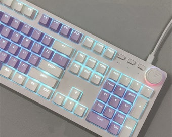 Clavier lumineux 104 touches bleu pastel, clavier gaming/bureau, clavier gaming filaire USB, joli clavier mécanique couleur personnalisée, cadeau