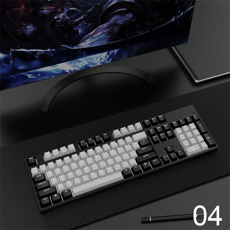 104 Keys Fantasy Purple Keyboard with PBT Keycaps,RGB Backlight Office Keyboard,USB Wired Hotswap Gaming Keyboard,Custom Mechanical Keyboard 04