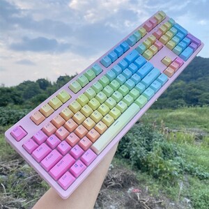 108 Keys Gradient Rainbow Keyboard, PBT Keycap, Gaming/Office Keyboard, Wired Gaming Keyboard, RGB Keyboard, Hot Swap Mechanical Keyboard image 3