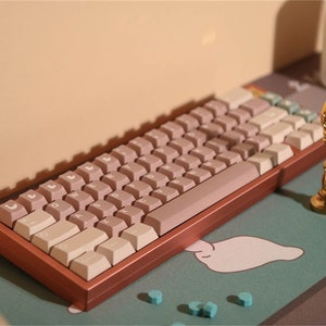 142pcs Peach Pink Theme Keycap, PBT Keycap, Cherry Profile Keycap, Keycap de teclado mecánico, Lindo pato Keycap, Accesorios de teclado, Regalo
