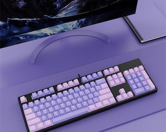 104 Keys Fantasy Purple Keyboard with PBT Keycaps,RGB Backlight Office Keyboard,USB Wired Hotswap Gaming Keyboard,Custom Mechanical Keyboard