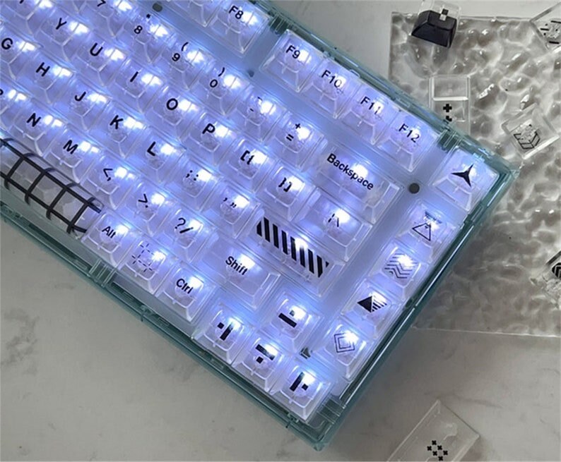 138pcs Transparent Clear Puddingstyle Keycaps PBT Keycap Etsy