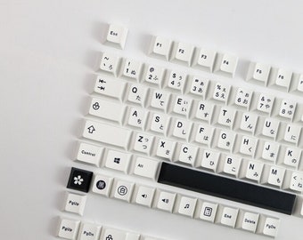 Black/White Minimalist Japanese Style Keycap Set for Mechanical Keyboard PBT Cherry Profile MX Stem Compatible Keycaps