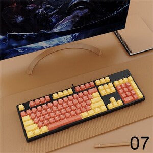 104 Keys Fantasy Purple Keyboard with PBT Keycaps,RGB Backlight Office Keyboard,USB Wired Hotswap Gaming Keyboard,Custom Mechanical Keyboard 06