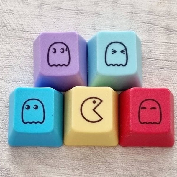 Pac Man Key cap set, Cherry MX keycaps, Pacman OEM profile retro keyboard keycap