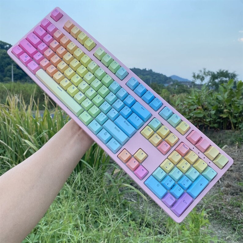 108 Keys Gradient Rainbow Keyboard, PBT Keycap, Gaming/Office Keyboard, Wired Gaming Keyboard, RGB Keyboard, Hot Swap Mechanical Keyboard image 2