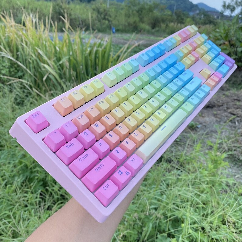 108 Keys Gradient Rainbow Keyboard PBT Keycap Gaming/office Etsy