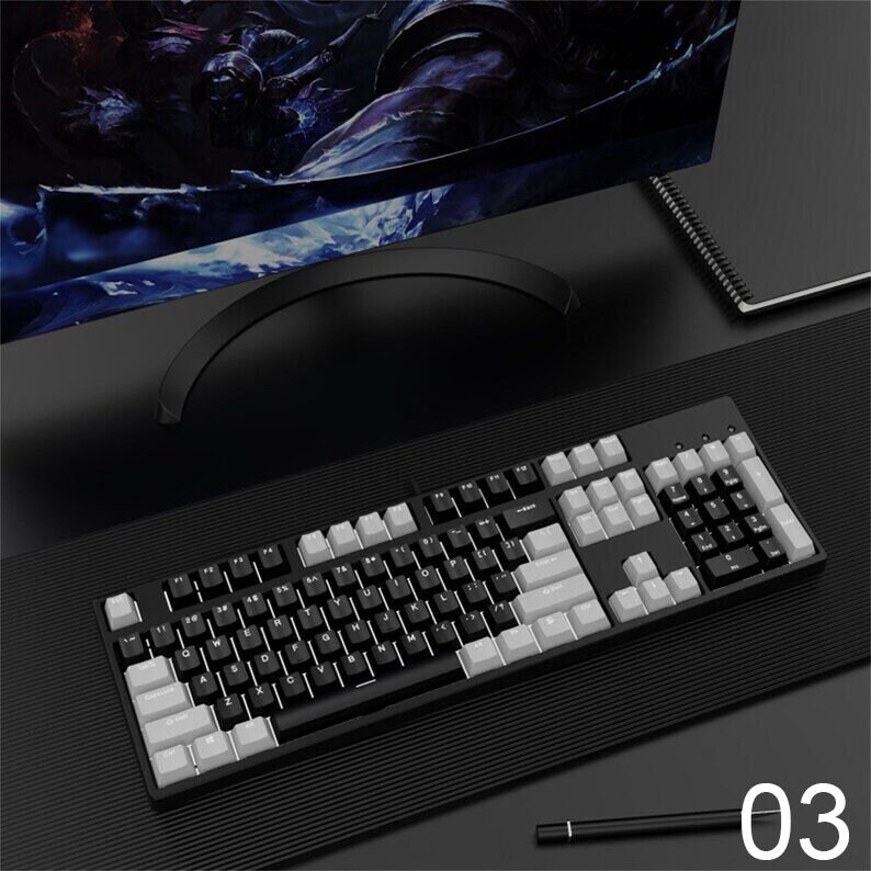 104 Keys Fantasy Purple Keyboard with PBT Keycaps,RGB Backlight Office Keyboard,USB Wired Hotswap Gaming Keyboard,Custom Mechanical Keyboard 03