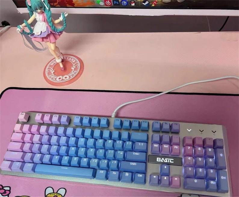 104 Keys Fantasy Gradient Purple Keyboard With PBT Keycap Etsy