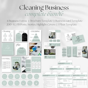 Cleaning Business Bundle | Cleaning Business Social Media Templates | Cleaning Business Cards, Forms, Flyer