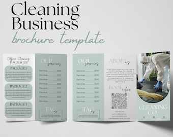 Cleaning Business Brochure Template: Modern Trifold Design (Canva)