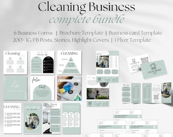 Cleaning Business Bundle | Cleaning Business Social Media Templates | Cleaning Business Cards, Forms, Flyer