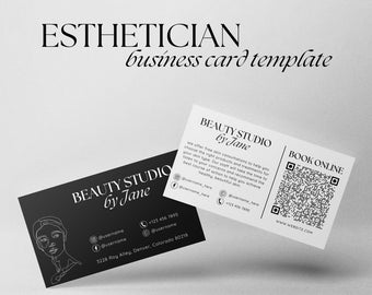 Esthetician Business Card Template: Modern Beauty Branding with QR Code