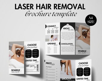 Laser Hair Removal Trifold Brochure Template | Laser Hair Removal Flyer Template | Laser Technician Brochure, Esthetician Brochure
