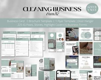 Cleaning Business Templates Bundle: Social Media, Flyer, Brochure (Editable Canva Templates)