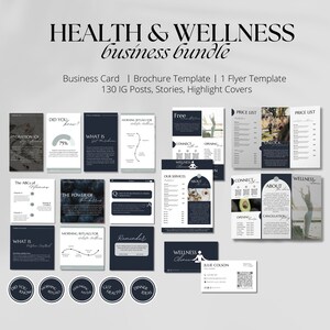Offre groupée Nutrition et bien-être | Modèles de publication sur les réseaux sociaux sur la nutrition | de Flyer de bien-être | Brochure du coach en nutrition