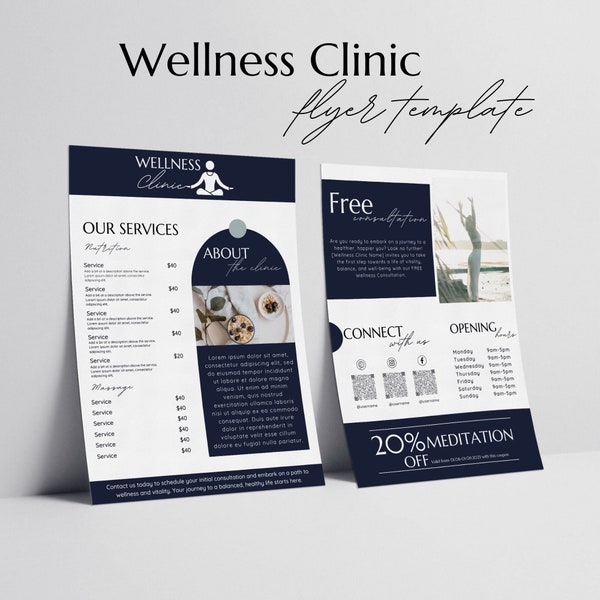 Wellness Clinic Flyer Template | Holistic Wellness Flyer | Wellness Coach, Dietician, Nutrition Brochure