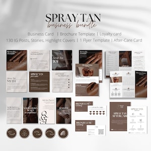 Pacchetto aziendale di abbronzatura spray / Post sui social media di abbronzatura spray / Modelli marketing di abbronzatura spray / Volantini, brochure, cartoline per artisti di abbronzatura spray