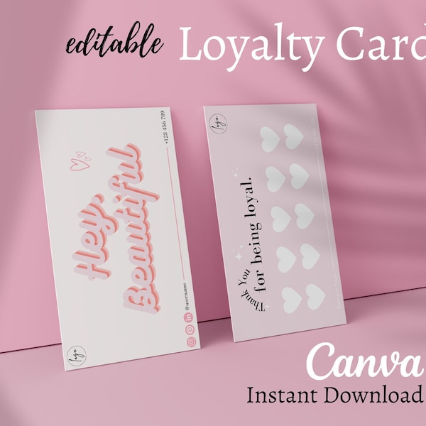 Loyalty Card Template | Modern Beauty Card | Beauty Stamp Card | Nail, Lash, Salon Loyalty Card