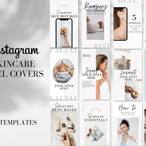 Instagram Reel Covers Esthetician Templates Spa Clinic Reels Skincare Bundle Marketing Kit