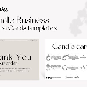 Candle Care Card Templates | Candle Thank You Package Insert | Candle Business Marketing