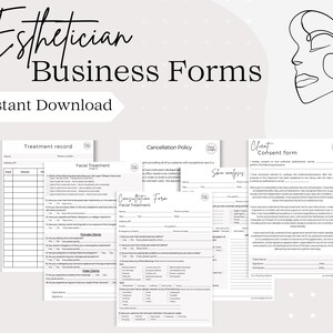 Esthetician Business Forms Templates Spa Clinic  Consent Forms Skin Analysis Editable Canva